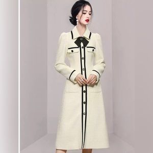 Cream Tweed Winter Dress